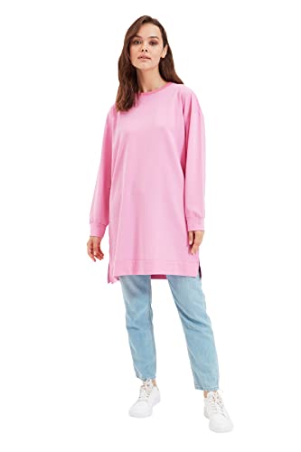 Trendyol Damen Rosa Rundkragen Basic Gestricktes Sweatshirt, Rosa, M EU von TRENDYOL