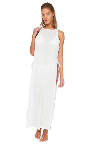 Trendyol Women's Tiefschneidendstrick-Strandkleid Dress, Ecru, Extra Large von TRENDYOL