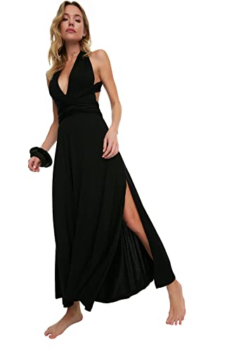 TRENDYOL Damen Vernetzung Detailliertes Gestricktes Strandkleid Dress, Schwarz, XL von TRENDYOL