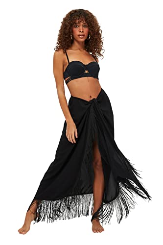 Trendyol Damen Quaste Viscose Sarong Rock Skirt, Schwarz, 38 EU von TRENDYOL