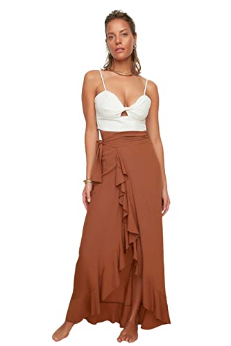 Trendyol Damen Flywheel Detailed Skirt. Skirt, Cinnamon, 42 EU von TRENDYOL