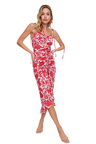 Trendyol Damen Flower Stained Window Shutter Detailed Beach Dress, Lila, 38 EU von TRENDYOL