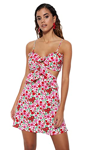 TRENDYOL Damen Floral Pattern Cut-out Detailed Viscose Beach Dress, Multi Color, 38 EU von TRENDYOL