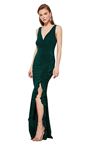 Trendyol Damen Women Knit Evening Dress Glam Maxi Mermaid Regular Fit Strick Abendkleid, Smaragd, 36 von TRENDYOL