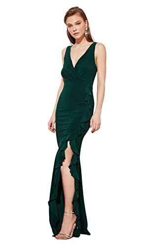 Trendyol Damen Women Knit Evening Dress Glam Maxi Mermaid Regular Fit Strick Abendkleid, Smaragd, 40 von TRENDYOL