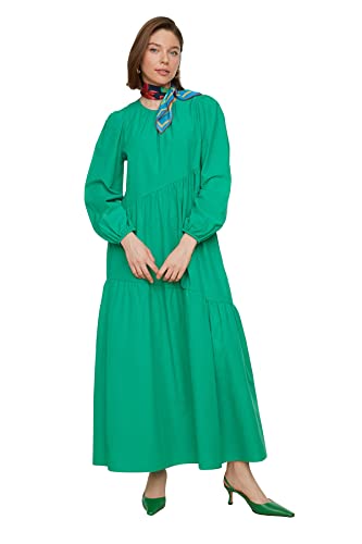 Trendyol Damen Shrew Detailed Round Collar Poplar Away Dress, Grün, 40 EU von TRENDYOL