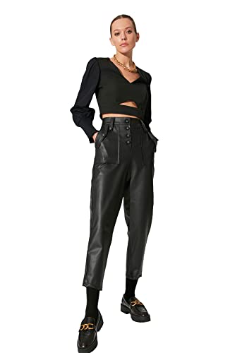 TRENDYOL Damen Trendyol Posted Posted Pants Pants Chino, Schwarz, 38 von TRENDYOL