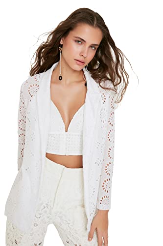 Trendyol Women's Brodeljacke, White, 36 von TRENDYOL