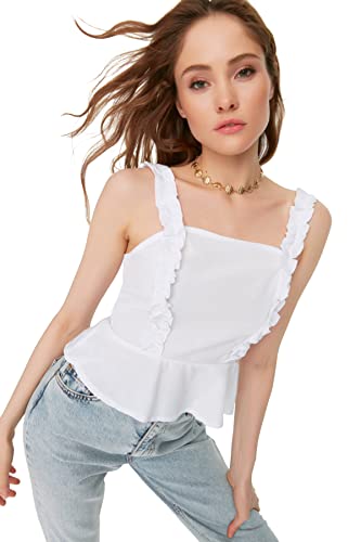 Trendyol Damen behandeld Blouse, Ecru, 34 EU von TRENDYOL