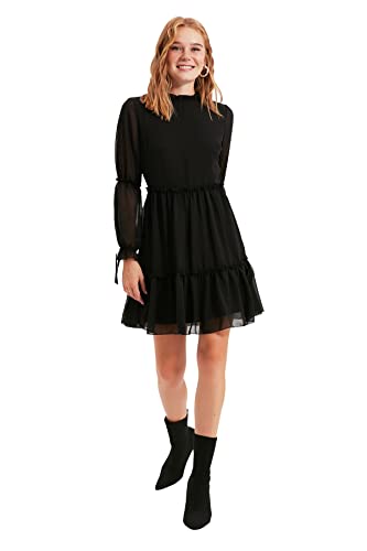 TRENDYOL Damen Schwarzes Shirred Kleid. Casual Dress, Schwarz, 34 EU von TRENDYOL