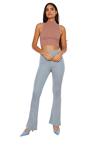 TRENDYOL Damen Trendyol Hacivert Flaschung Gestrickte N Pants Palazzo, Gray, L Große Größen von TRENDYOL