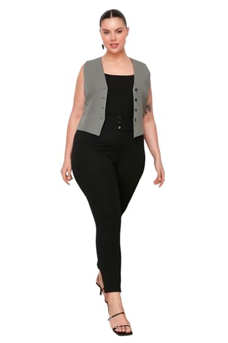 Trendyol Damen Frauen Hohe Taille Skinny Slim Fit Plus Size Hose, Schwarz, 3XL von TRENDYOL