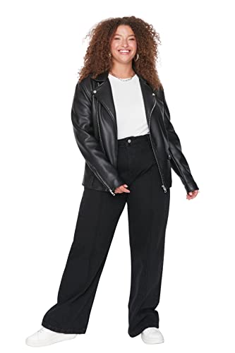 Trendyol Damen Women High Waist Wide Leg Plus Size Jeans Hose, Schwarz, 50 Trendyol Damen Women High Waist Wide Leg Plus Size Jeans Hose, Schwarz, 50 von TRENDYOL
