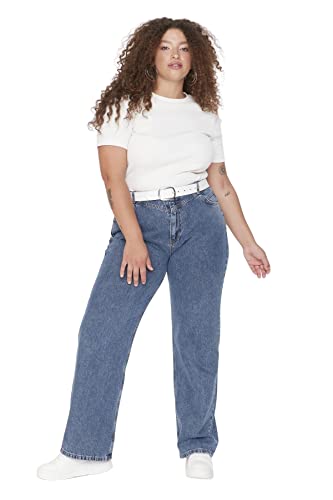 TRENDYOL Damen Tbbaw23cj0001/Koyu Mavi Jeans, Dunkelblau, 44 EU von TRENDYOL