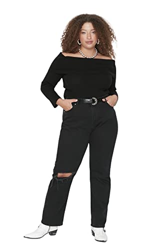 TRENDYOL Frau Große Größen Hoher Bund Wide Leg Plus-Size-Jeans von TRENDYOL