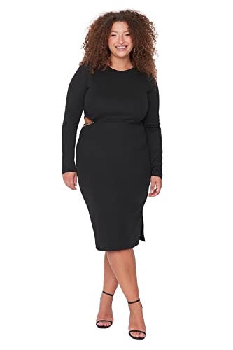 Trendyol Damen Woman Mini Standard Carmen-Ausschnitt Gestrickt Kleid, Black, XXX-Large von TRENDYOL