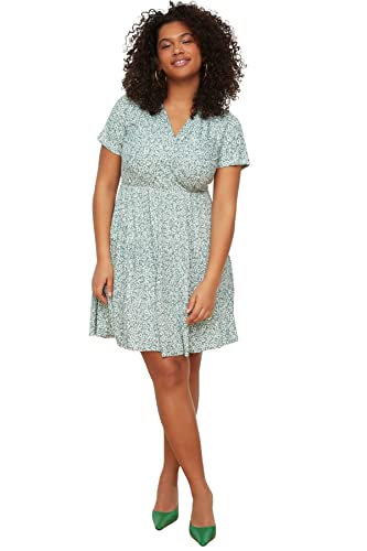 Trendyol Damen Women line Knit Dress Plus Size Mini A-Linie Slim Fit Strickkleid in Übergröße, Green, XXL Größen Trendyol Damen Women line Knit Dress Plus Size Mini A-Linie Slim Fit Strickkleid in Übergröße, Green, XXL Größen von TRENDYOL