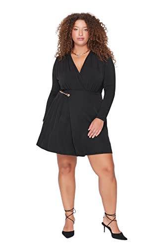 Trendyol Women's Damen Mini A-Linie Webstoff Größen in Rock Skirt, Black, 48 von TRENDYOL