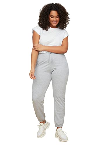 Trendyol Damen Jogginghose, Normale Taille, Übergröße Trainingshose, Grau, 3XL von TRENDYOL