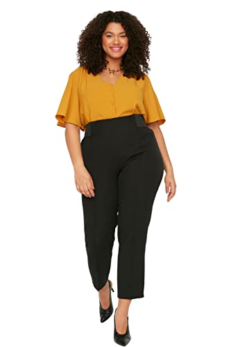 Trendyol Women's Normal Waist Carrot Plus Size Pants, Black, 48 von TRENDYOL