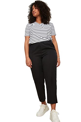 TRENDYOL Damen Normal Waist Straight Plus Size Pants, Schwarz, 48 Größen von TRENDYOL