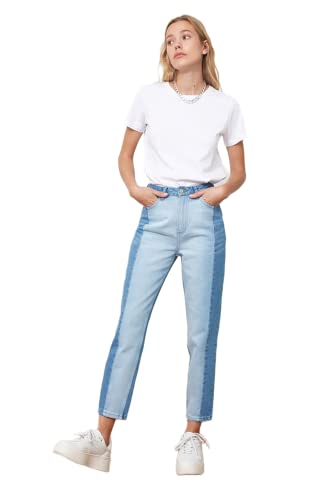 TRENDYOL Damen High Waist Mom Jeans, Blau, 36 EU von TRENDYOL