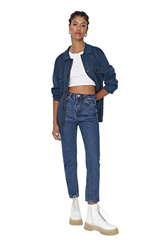 TRENDYOL Damen Trendyol Herren Hoher Bund Mom Jeans, Blau, 40 EU TRENDYOL Damen Trendyol Herren Hoher Bund Mom Jeans, Blau, 40 EU von TRENDYOL