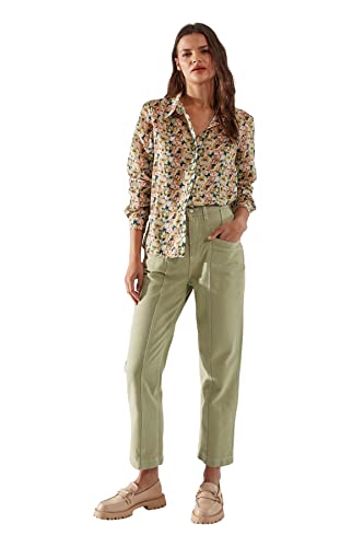 Trendyol, Khaki Nähen detaillierte Hohe Taille Mom Jeans, Khaki, 42 von TRENDYOL