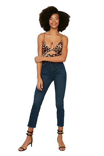 Trendyol Damen Trendyol Lacivert High Waist Mom Jeans, Navy, 34 EU von TRENDYOL
