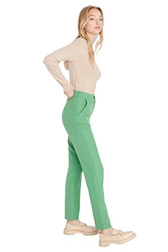 TRENDYOL Damen Trendyol Herren Hoher Bund Straight Hose Pants, Grün, 34 EU von TRENDYOL