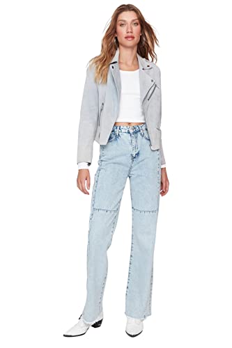 TRENDYOL Damen Trendyol Herren Hoher Bund Weites Bein der 90er Jeans, Blau, 38 EU von TRENDYOL