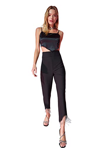 TRENDYOL Damen High Waist Cigarette Pants Pants Pants Täglich, Schwarz, 42 von TRENDYOL