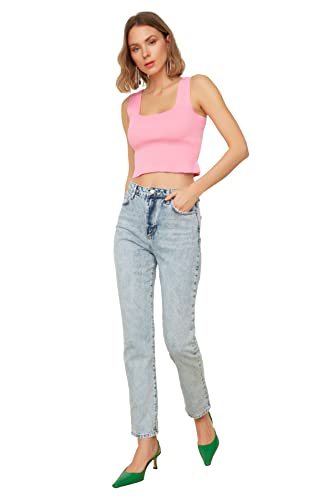TRENDYOL Damen Trendyol -Hohe Taille-bootcut-jeans Jeans, Hellblau, 40 EU von TRENDYOL