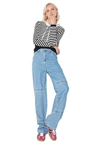 Trendyol Women's Normal Waist 90's Wide Leg Jeans, Blue, 44 Trendyol Women's Normal Waist 90's Wide Leg Jeans, Blue, 44 von TRENDYOL