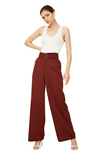 TRENDYOL Damen Trendyol Flate Boot-cut-hose Pants, Braun, XL EU von TRENDYOL