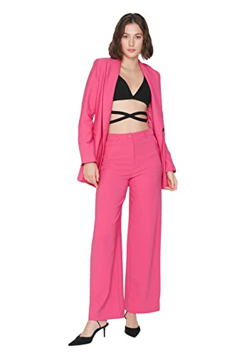 TRENDYOL Damen Trendyol Herren Hoher Bund Wide Leg Hose Pants, Fuchsia, 34 EU von TRENDYOL