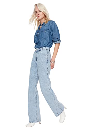 TRENDYOL Frau Hoher Bund Wide Leg Wide Leg Jeans von TRENDYOL