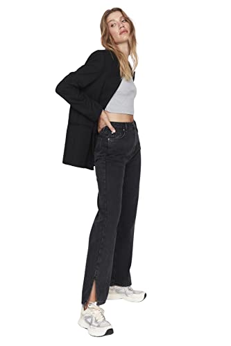 TRENDYOL Damen Trendyol Herren Hoher Bund Wide Leg Jeans, Schwarz, 34 EU von TRENDYOL