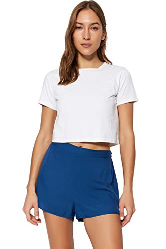 Trendyol Damen, hohe Taille, gerades Bein Shorts, Öl, 13 Jahre von TRENDYOL