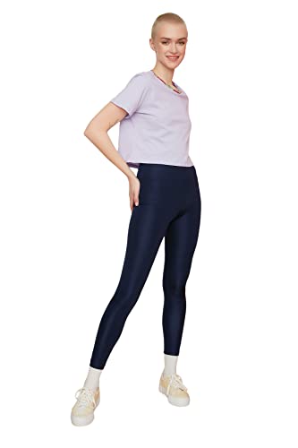 Trendyol Damen Navy Blue Bright Disco Knitted Tights Leggings, Navy, L EU von TRENDYOL