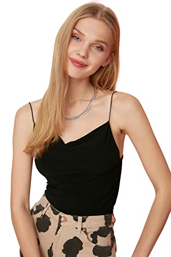 Trendyol Damen Degaje-kragen Gestrickte Bluse Blouse, Schwarz, XS EU von TRENDYOL