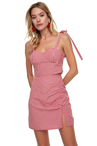 TRENDYOL Damen Philantical Binding, Detailed Weaving, Low Top Team Skirt Set, Rot, 40 EU von TRENDYOL