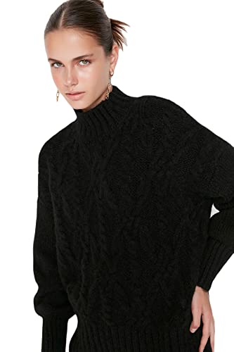 TRENDYOL Damen Plain Turtle Neck Sweater Sweatshirt, Schwarz, L EU TRENDYOL Damen Plain Turtle Neck Sweater Sweatshirt, Schwarz, L EU von TRENDYOL