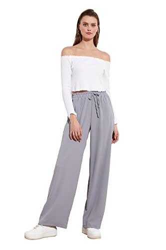Trendyol Women's Breite Hose Pants, Grau, 36 von TRENDYOL
