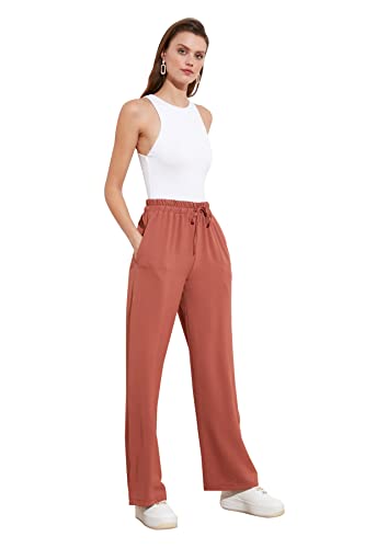 Trendyol Women's Loungewear High Waist Wide Leg Pants, Getrocknete Rose, 38 von TRENDYOL