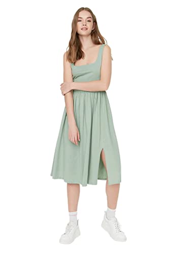 TRENDYOL Damen A-line Midi Dress Kleid, Mint, L EU von TRENDYOL