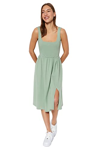 TRENDYOL Damen A-line Midi Dress Kleid, Mint, L EU von TRENDYOL