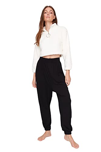 TRENDYOL Damen Trendyol Herren Loungewear Mittlerer Bund Relaxed Hose Pants, Schwarz, XS EU von TRENDYOL