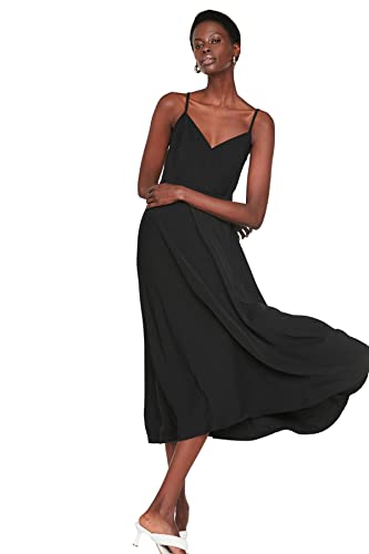 TRENDYOL Damen A-line Maxi Dress Kleid, Schwarz, 38 EU TRENDYOL Damen A-line Maxi Dress Kleid, Schwarz, 38 EU von TRENDYOL