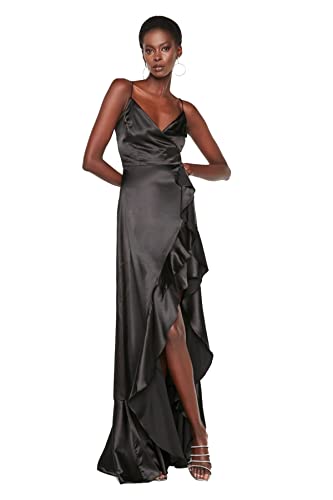 Trendyol Damen Volan Detailed Evening & Prom Formal Night Out Dress, Schwarz, 42 EU von TRENDYOL